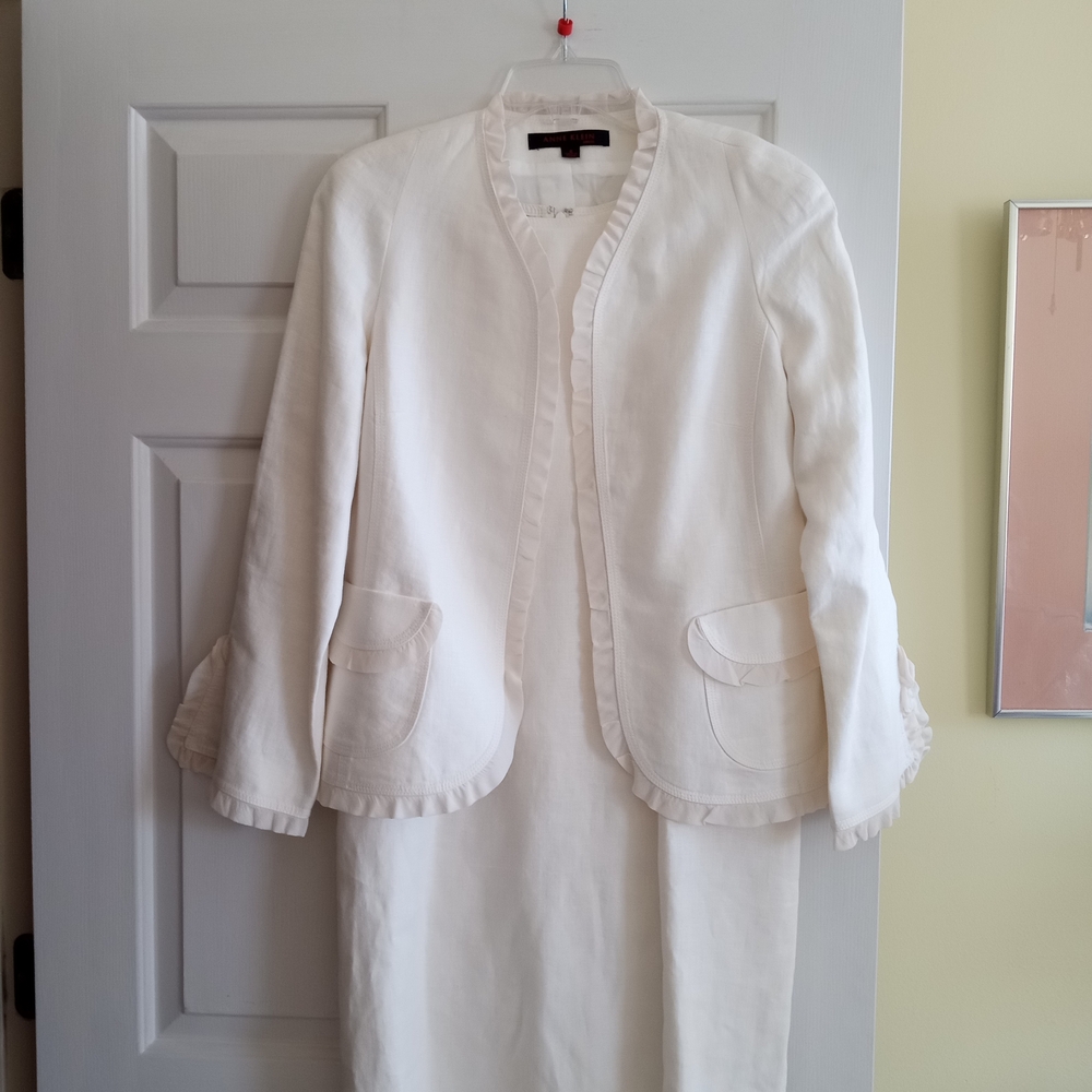 Anne Klein White Linen Dress & Jacket 8M